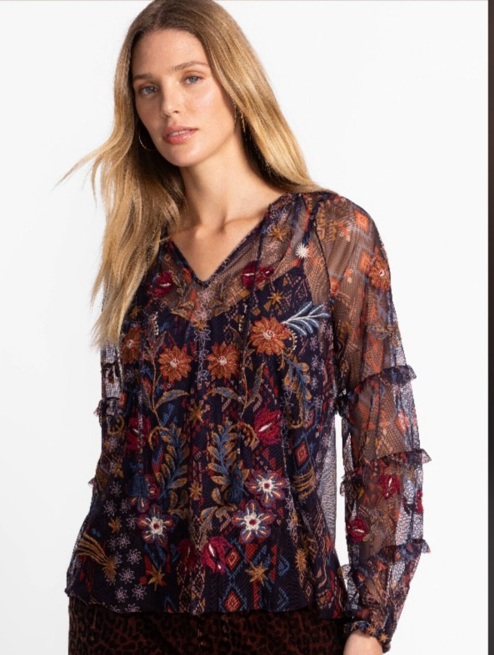 Johnny Was Sapphire Mesh Blouse, Monika, M